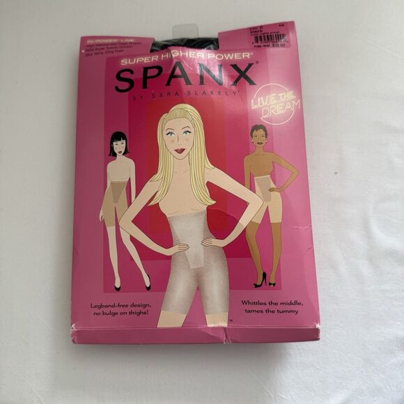 Spanx Super Higher Power Shaper By Sara Blakely Black Size C Mid Thigh Open Box - Picture 1 of 3